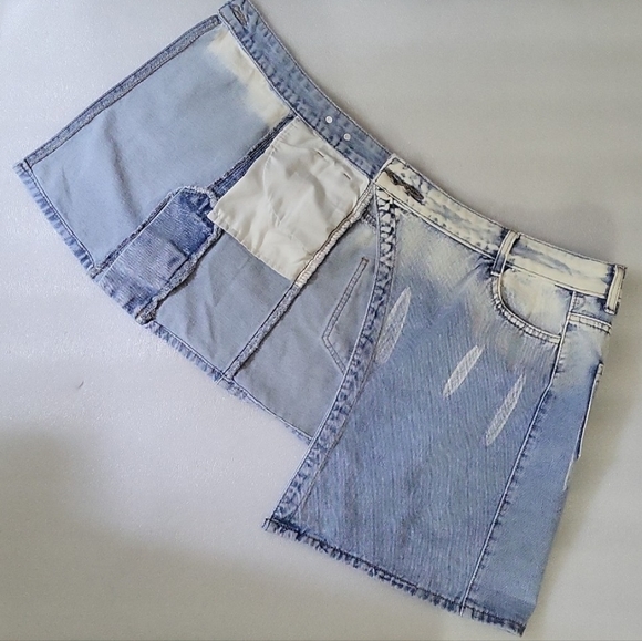 NWOT MacyMccoy (Australia) Wrap Style Assymetrical Denim Mini Skirt - Picture 7 of 12